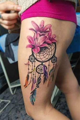 tatouage Attrape Rêve cuisse