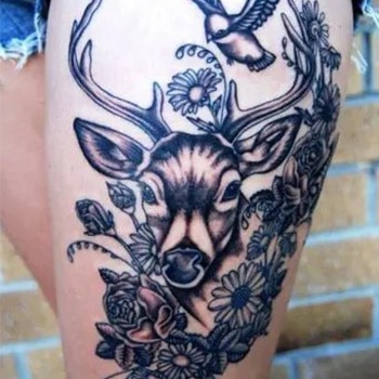 tatoo cuisse modèle Cerf