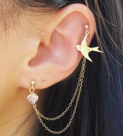 Piercing oreille Double Chaine