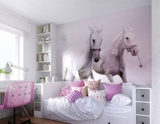 Papier Peint Chevaux déco chambre fille