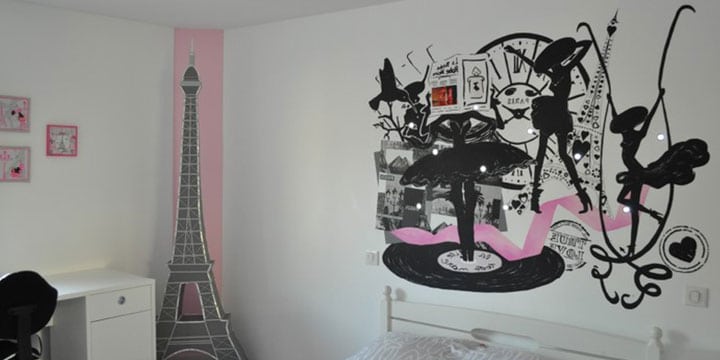idée deco chambre fille motif Paris 