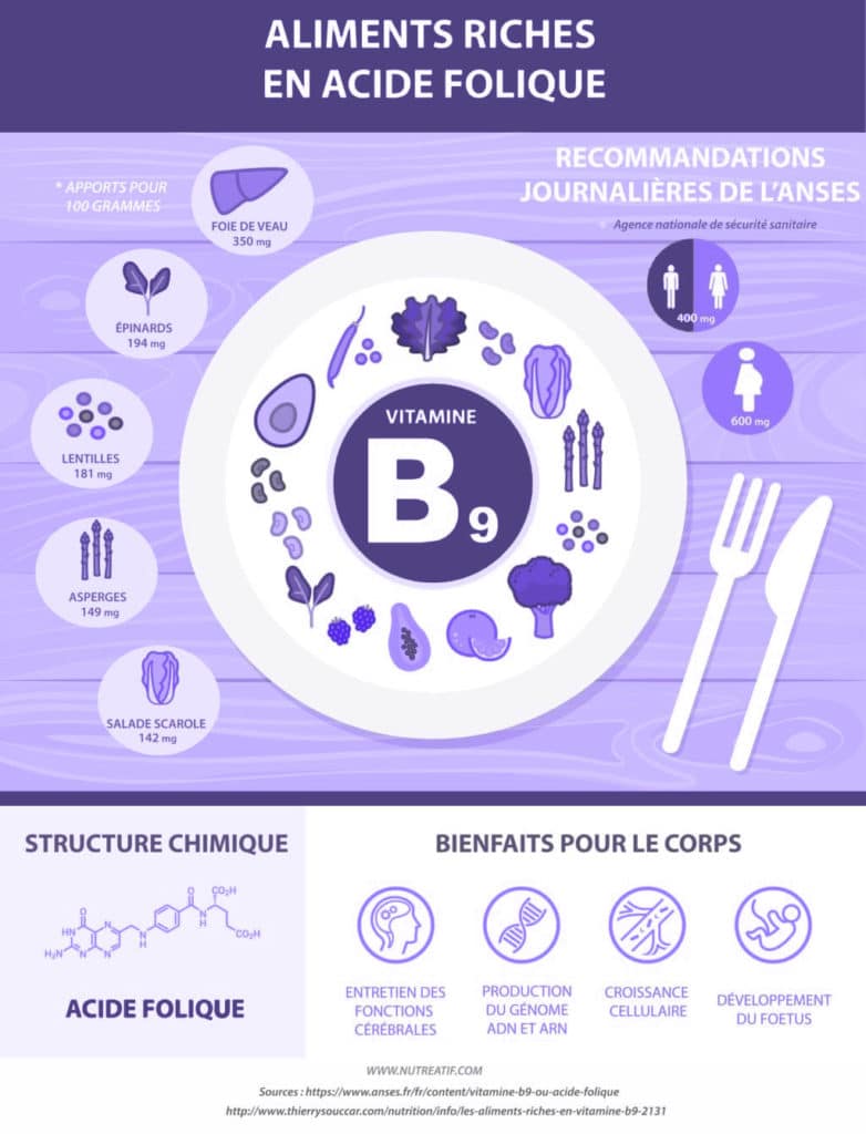 shéma aliments riches en vitamine b9