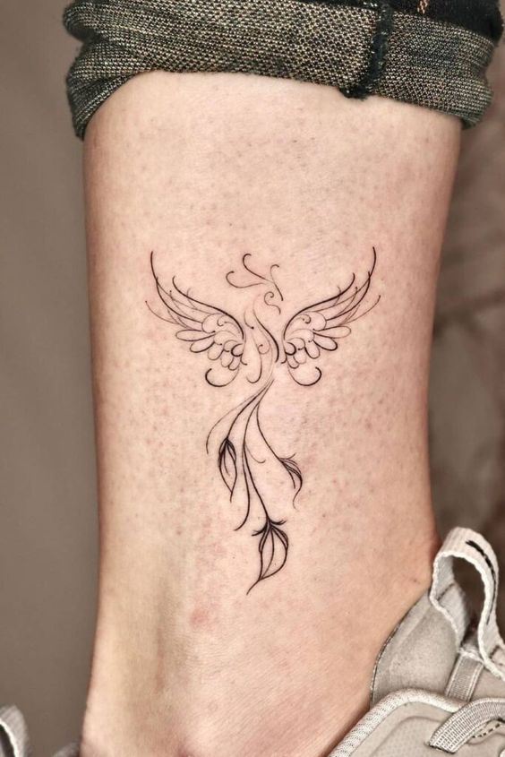 tatouage Cheville phénix à la cheville