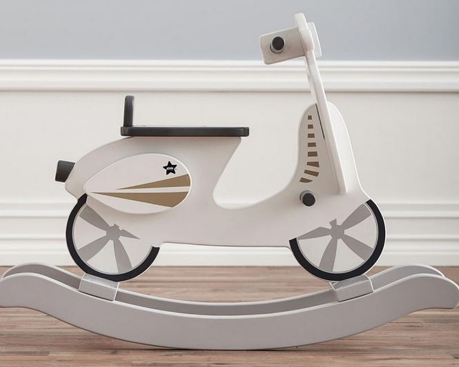 Scooter à Bascule En Bois Personnalisé Vespa Blanc