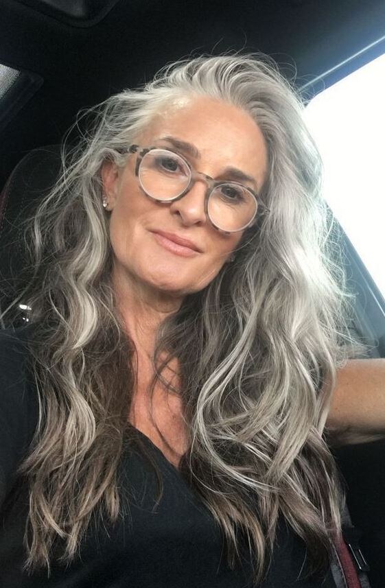 cheveux Gris Wavy Long 
