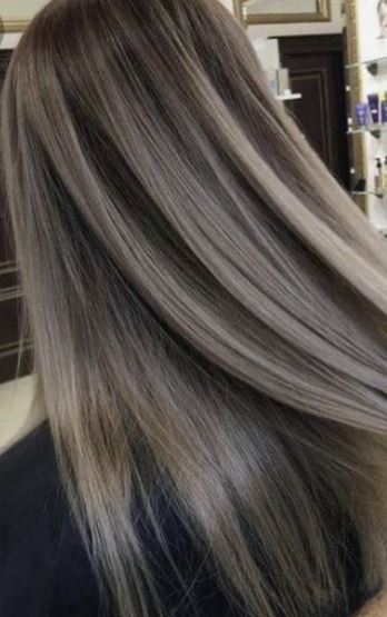 balayage Cheveux Lisses Gris 