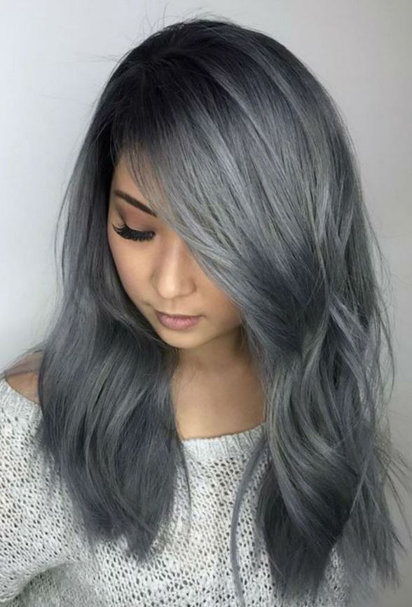 cheveux Gris Foncé Longs 
