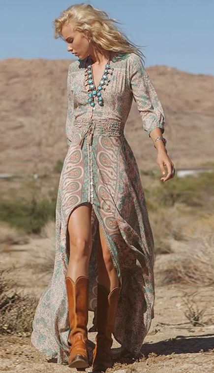 jolie Robe Au Style Hippie Chic 