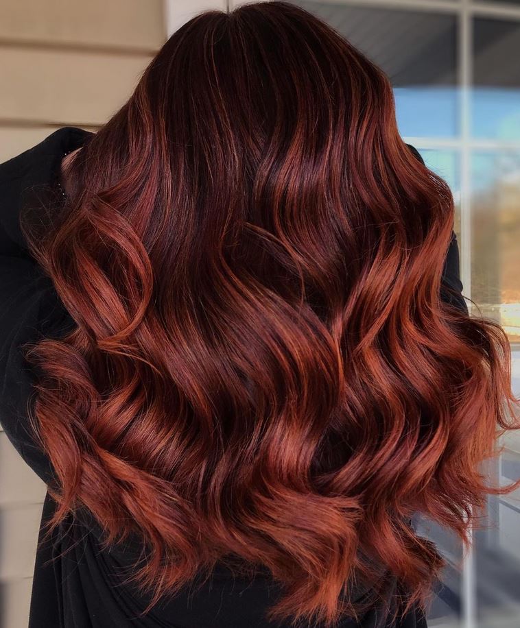 balayage Auburn Cheveux Châtains 