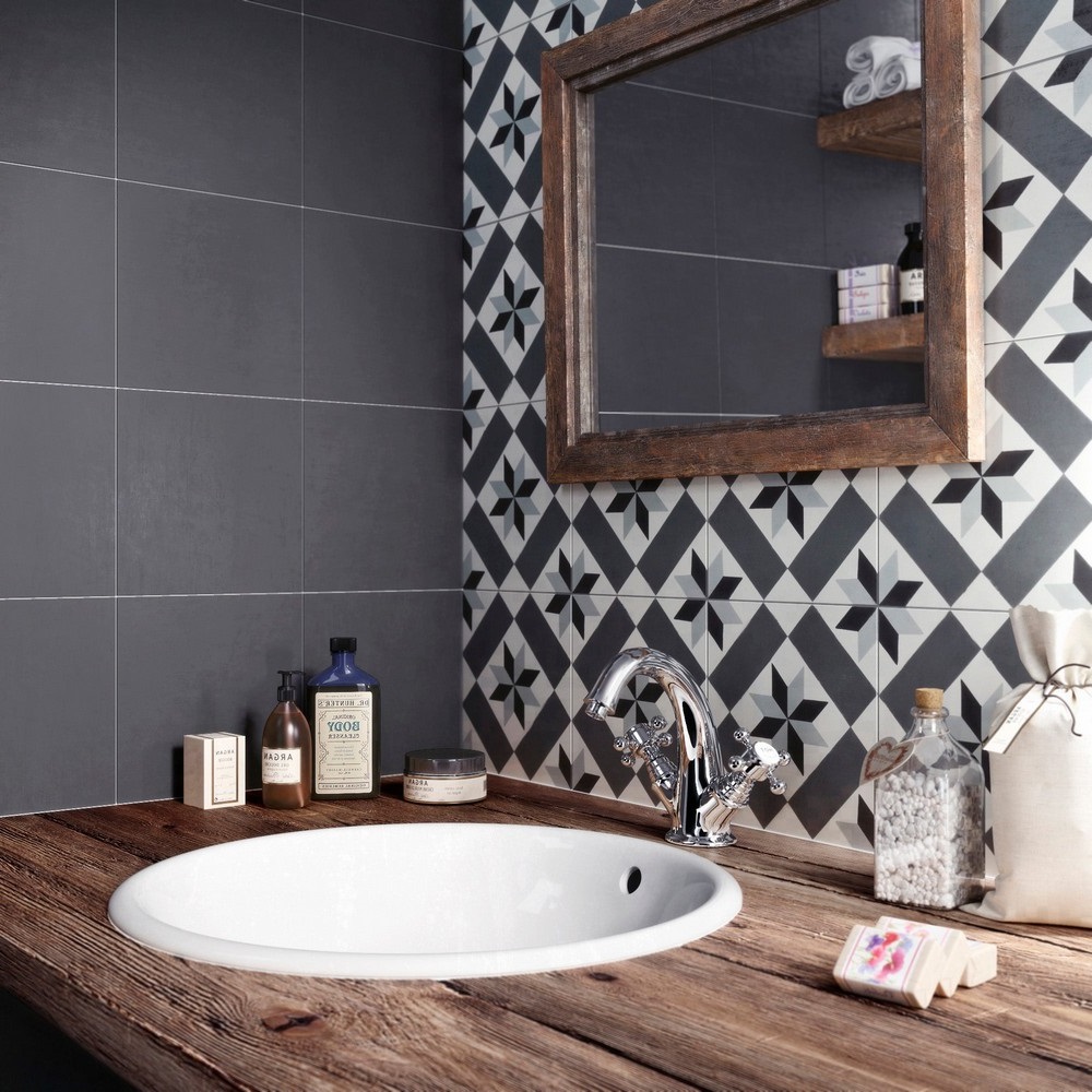 Carreaux Ciments Et Bois Brut Pour Une Salle De Bain De Charme