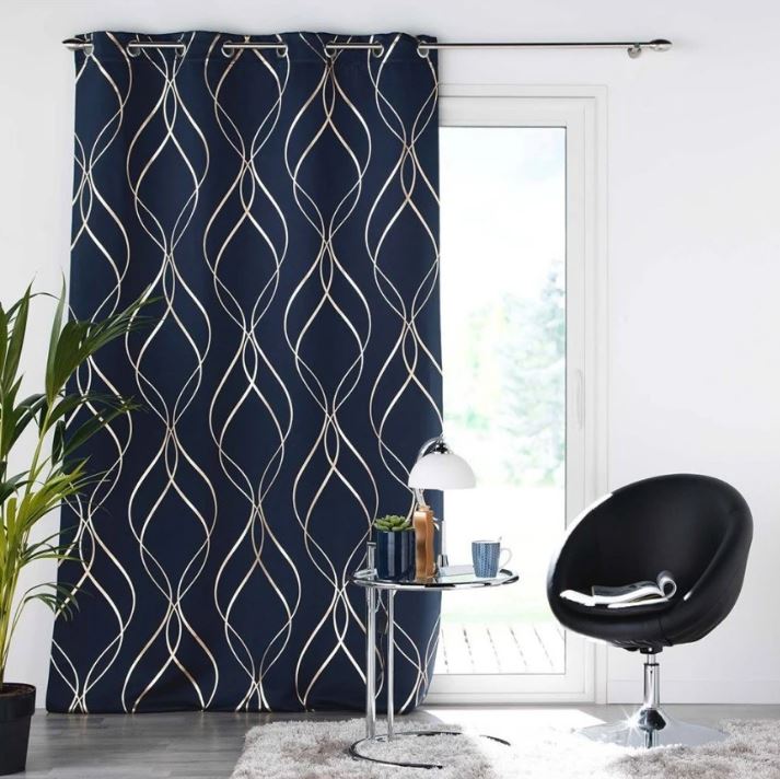 rideaux Bleu Foncé Et Métallisé 