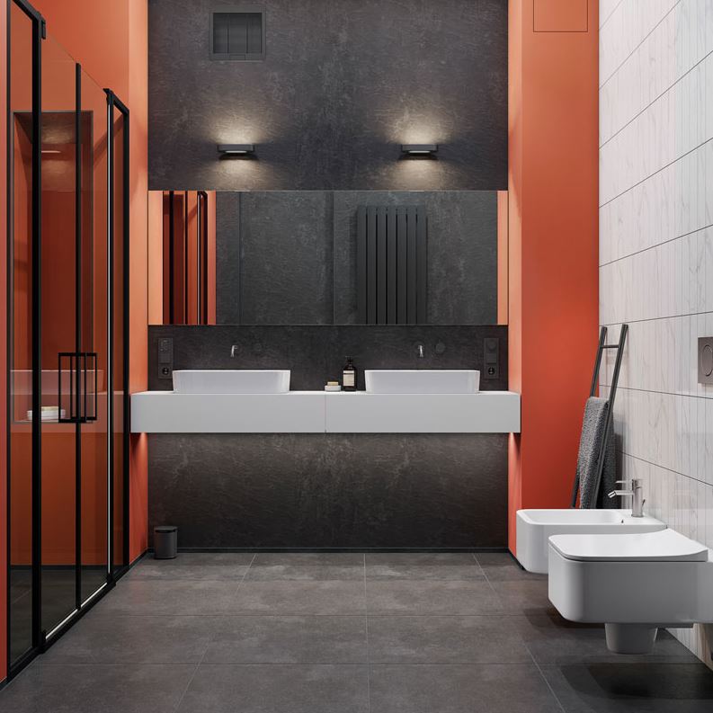 salle De Bain Terracotta Et Noire 