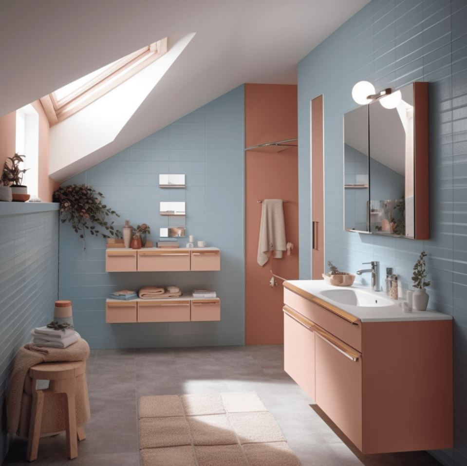 salle De Bain Bleu Et Terracotta 