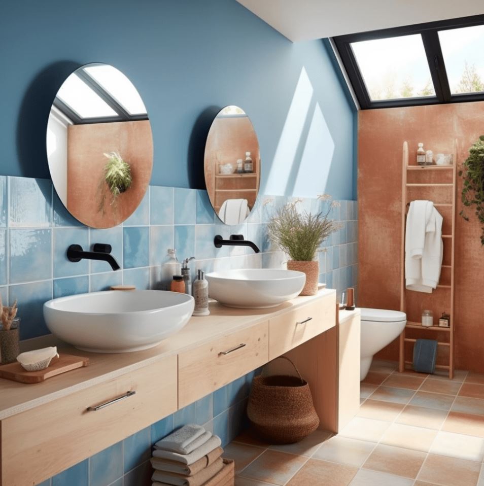salle De Bain Terracotta Et Bleu 