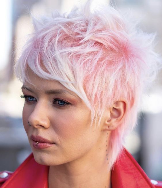 Pixie Cut Rose Et Blond Sur Cheveux Fins Sans Volume 