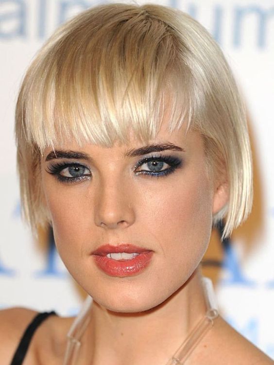 Carré Très Court Avec Frange Sur Cheveux Fins Sans Volume Blond Polaire 