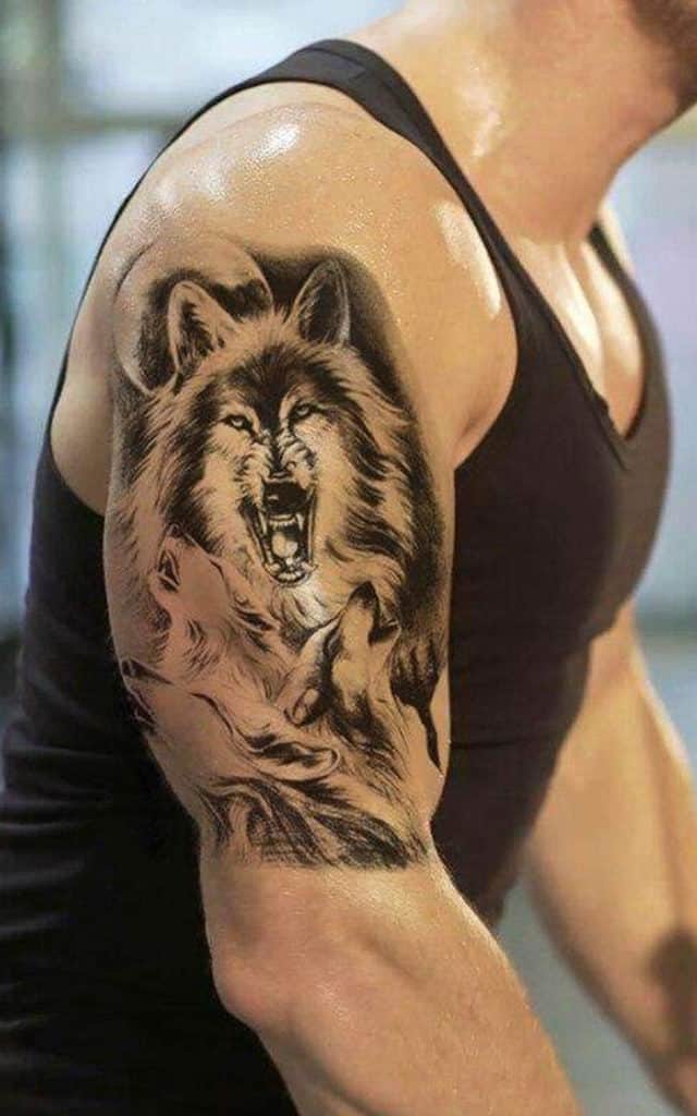 Tatouage Loup Alpha Et Sa Meute Sur Le Bras