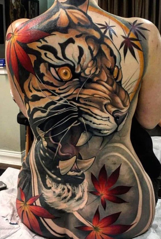 Tatouage Tigre Coloré