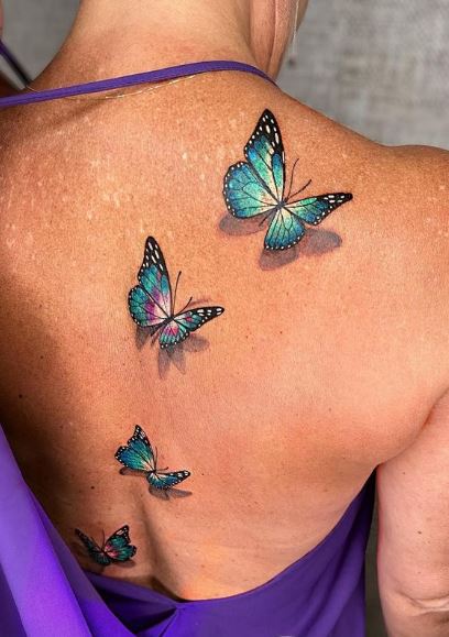 Tatouage Argus Bleus 3d Sur Le Dos 