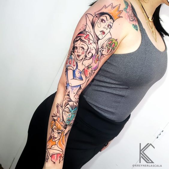Tatouage Princesses Et Sorcières Sur Le Bras