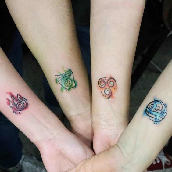 Tatouage Quatre éléments Sur L'avant Bras