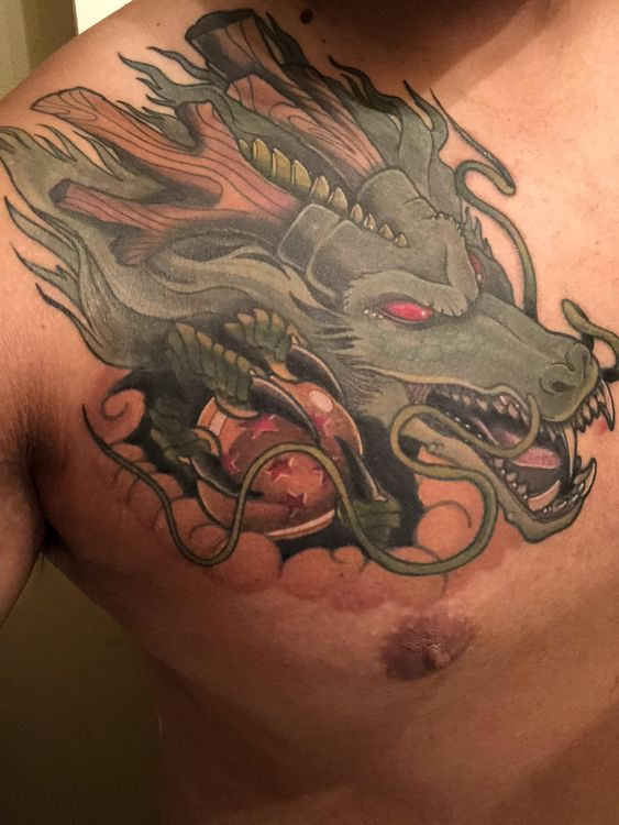 Tatouage Dragon Shenron Sur Le Torse