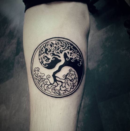 Tatouage Arbre De Vie Ying Yang Sur L'avant Bras