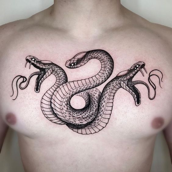Tatouage Trois Serpents Sur Le Torse