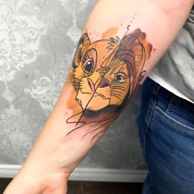 Tatouage Simba Sur L'avant Bras