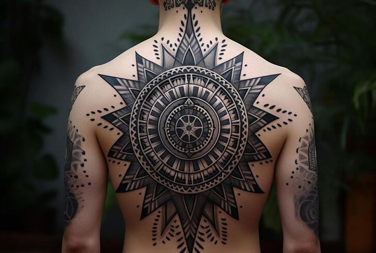 Tatouage Soleil Mandala Sur Le Dos