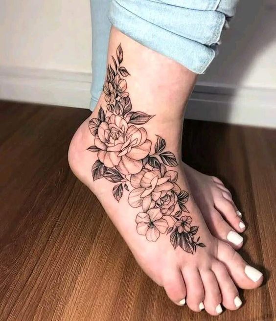 Tatouage Pied Avec Bégonia