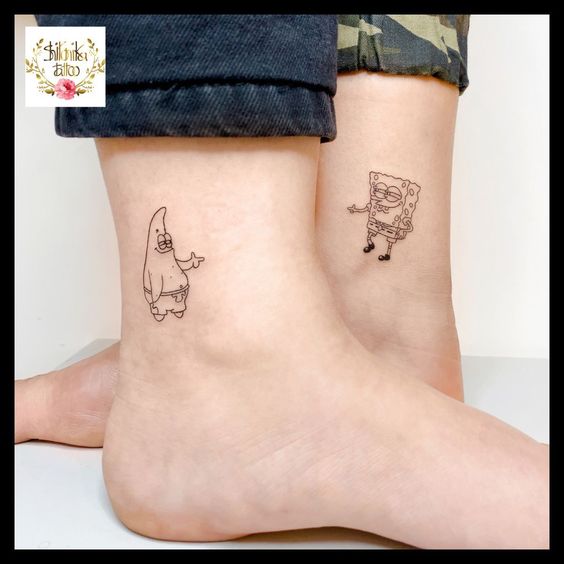 Tatouage Patrick Et Bob Sur Le Pied