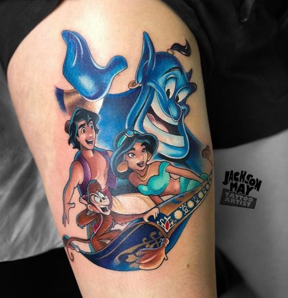 Tatouage Aladin Sur La Cuisse