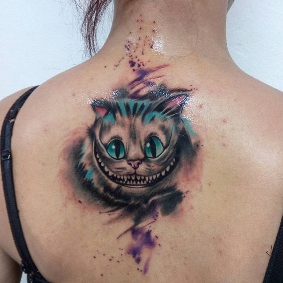 Tatouage Chat De Cheshire Sur Le Dos