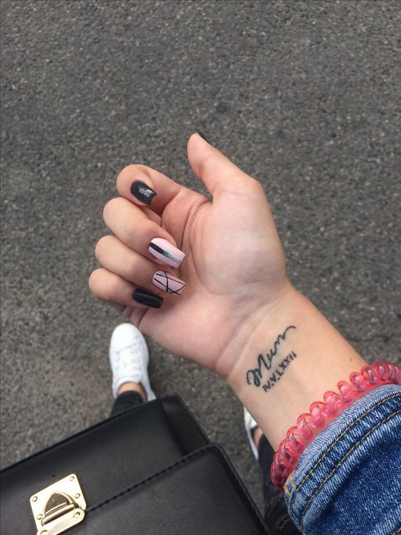 Tatouage Date D'anniversaire Avec Mot Mum Sur Le Poignet