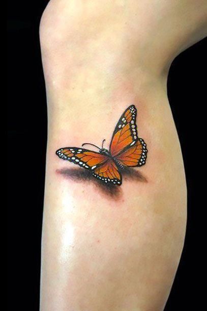 Tatouage Papillon Monarque 3d Sur Le Mollet