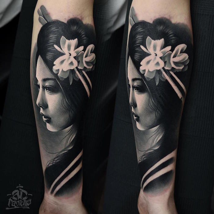 Tatouage Femme Japonaise Sur L'avant Bras