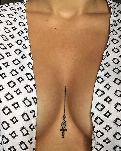 Tatouage Unalome Discret Sur Le Sternum