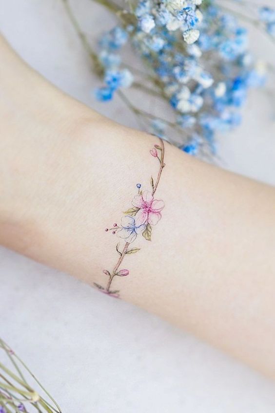 Tatouage Bracelet Fleurs De Cerisier