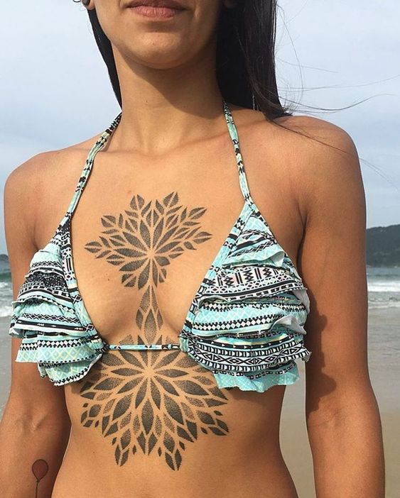 Tatouage Deux Mandalas Sur Le Sternum