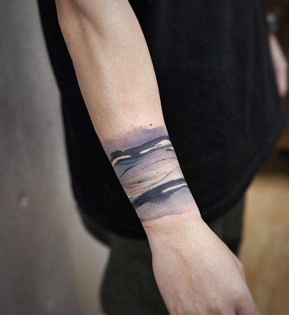 Tatouage Bracelet En Aquarelle Multicolore