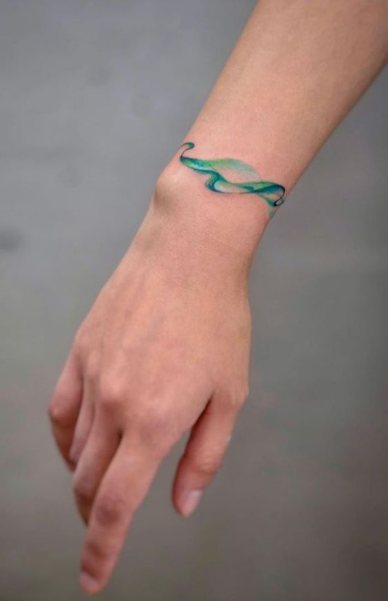 Tatouage Bracelet En Aquarelle Verte