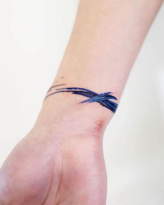 Tatouage Bracelet En Aquarelle Bleue