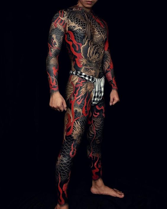 Tatouage Dragon Noir Sur Le Corps