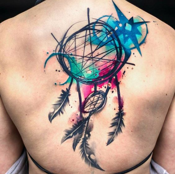Tatouage Attrape Rêve, étoile Et Lunes Sur Le Dos