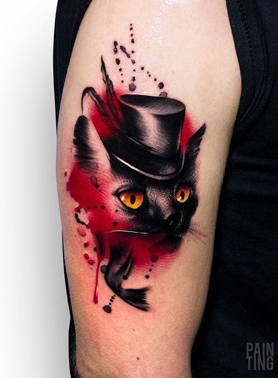 Tatouage Chat Noir Sur Le Bras
