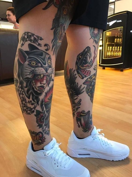 Tatouage Serpent, Panthère Et Visage