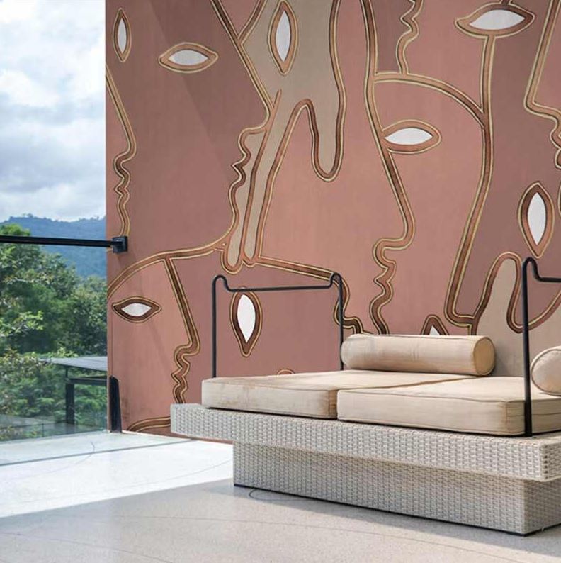 papier Peint Terracotta Et Or