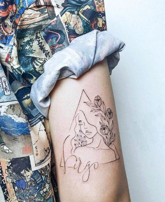 Tatouage Vierge Avec Fleurs Sur Le Bras