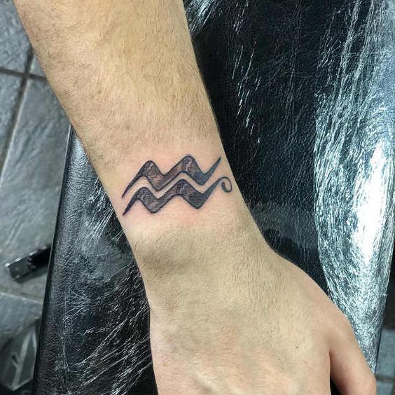 Tatouage Signe Verseau Avec Motif Sur Le Poignet